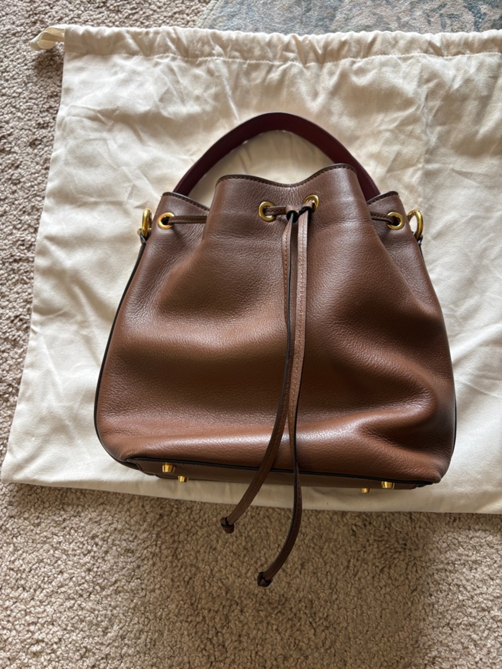 Bally Cream Drawstring Dust Bag with Black Logo